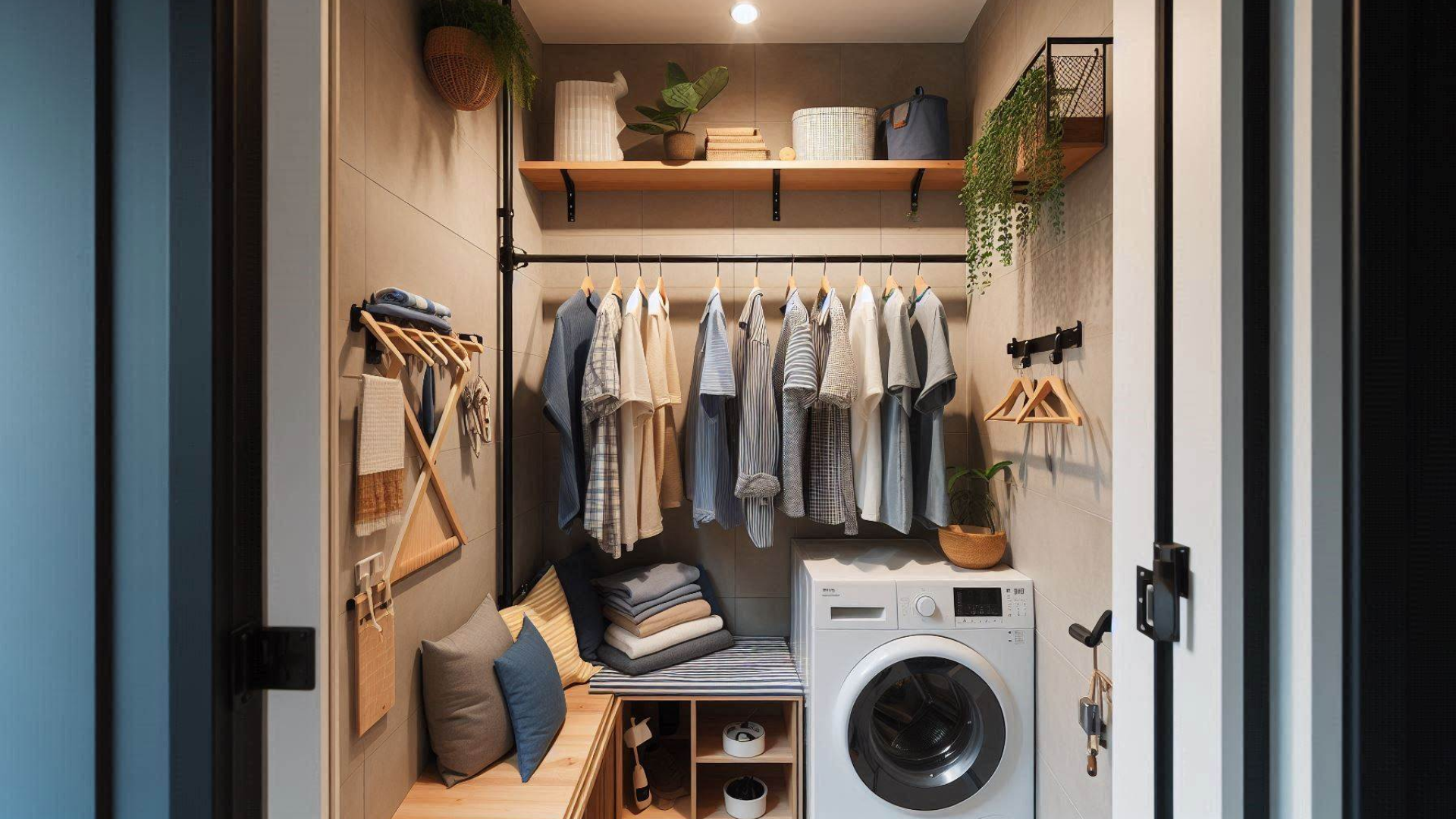 18 Small Laundry Room Ideas with Hanging Rod