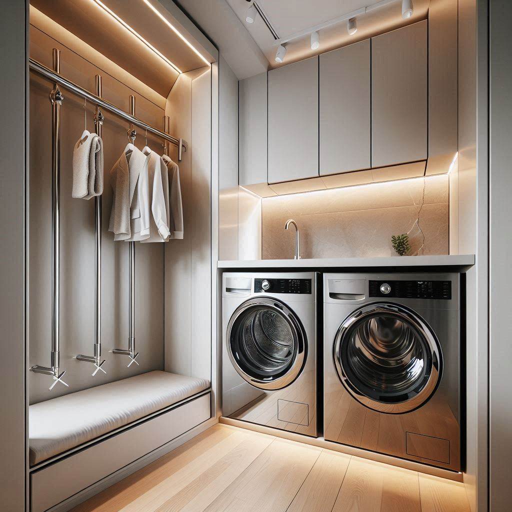 Hideaway Cabinets with Retractable Hanging Rods