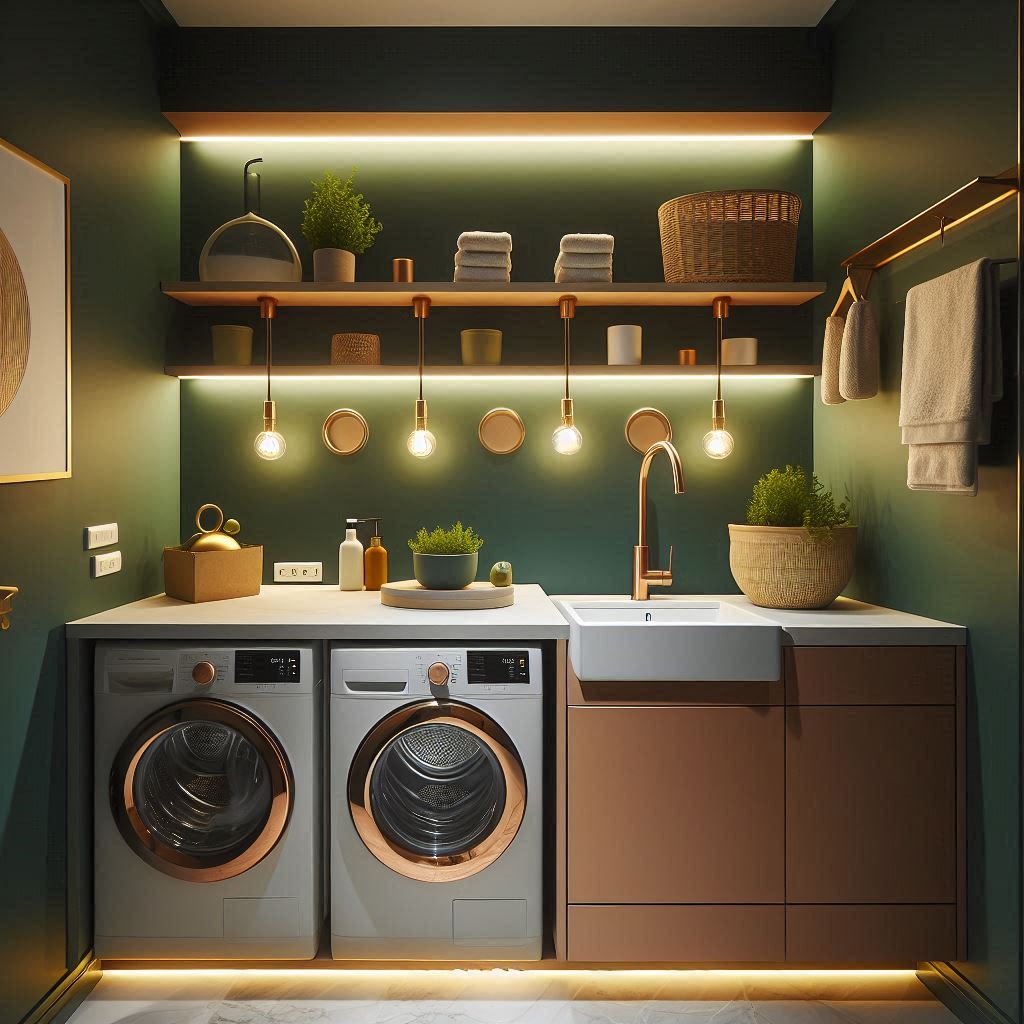Sink with Underlighting and Accent Wall