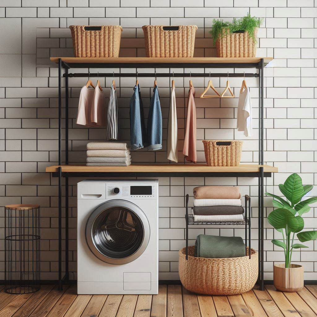 Floating Shelf with Hanging Rod Underneath
