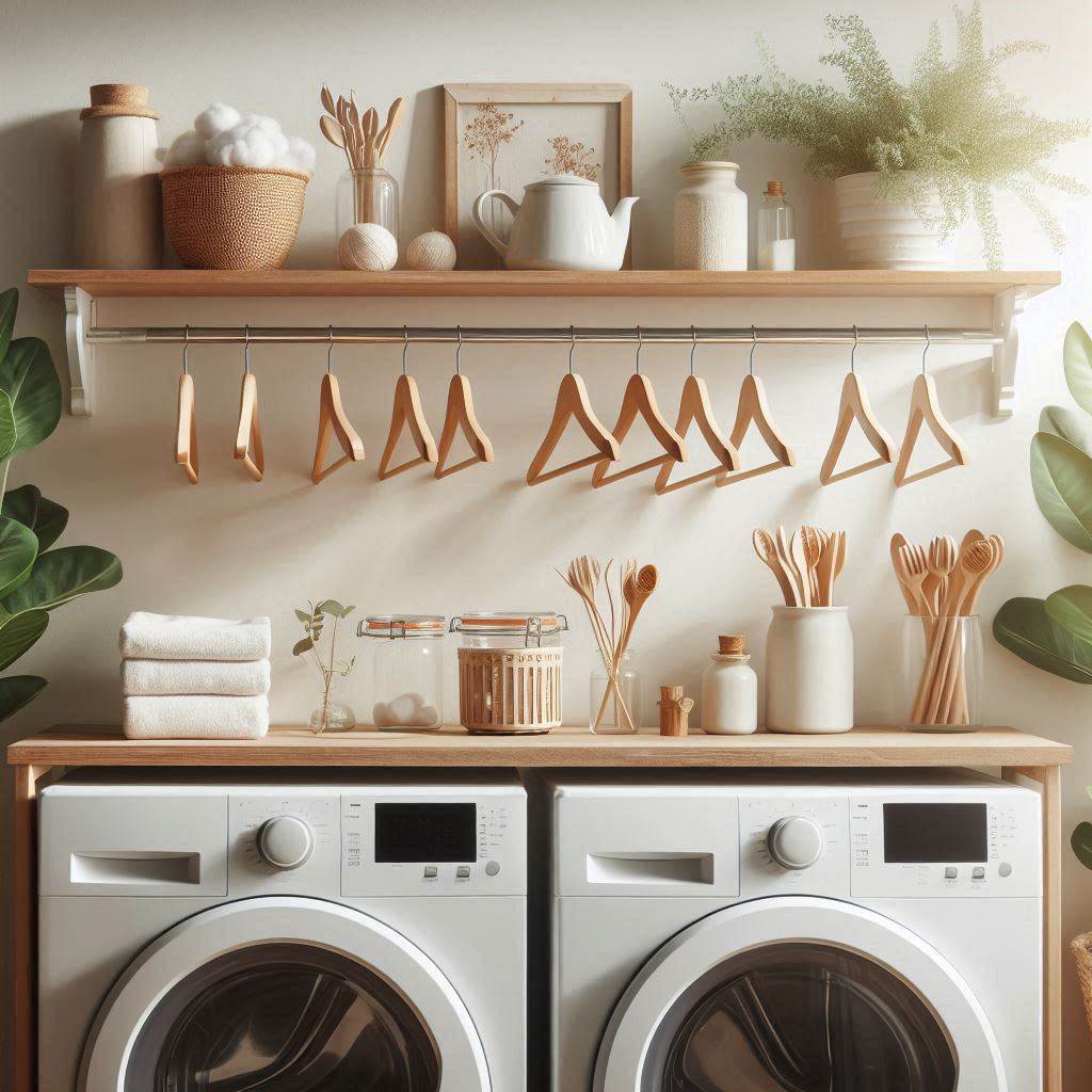 Use a Shelf and Hanging Rod Combo Above Machines