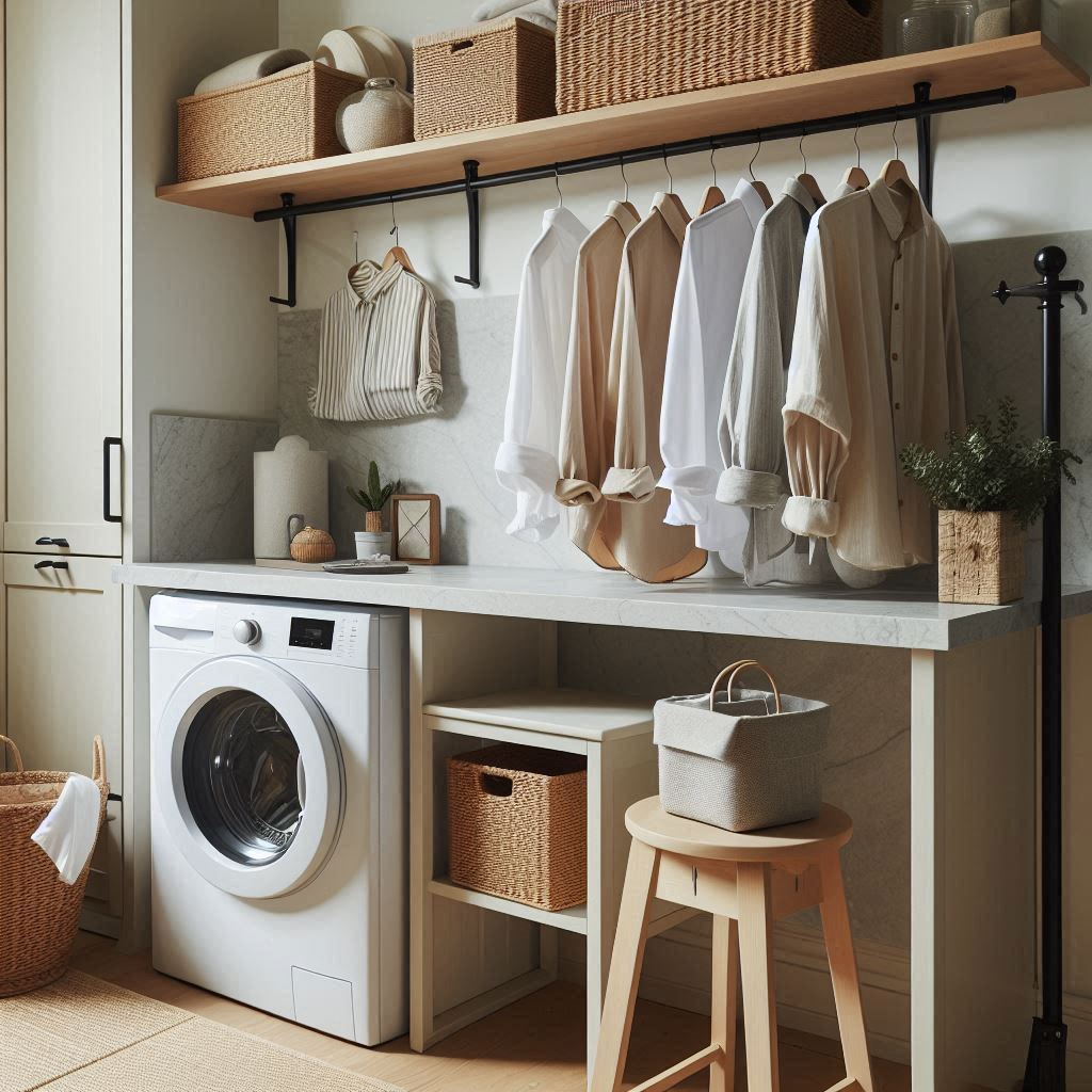 Combine Folding Counter with Hanging Rod