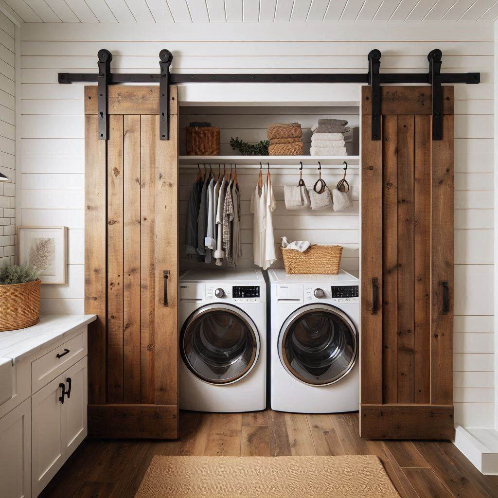 Farmhouse Barn Doors to Conceal Clutter
