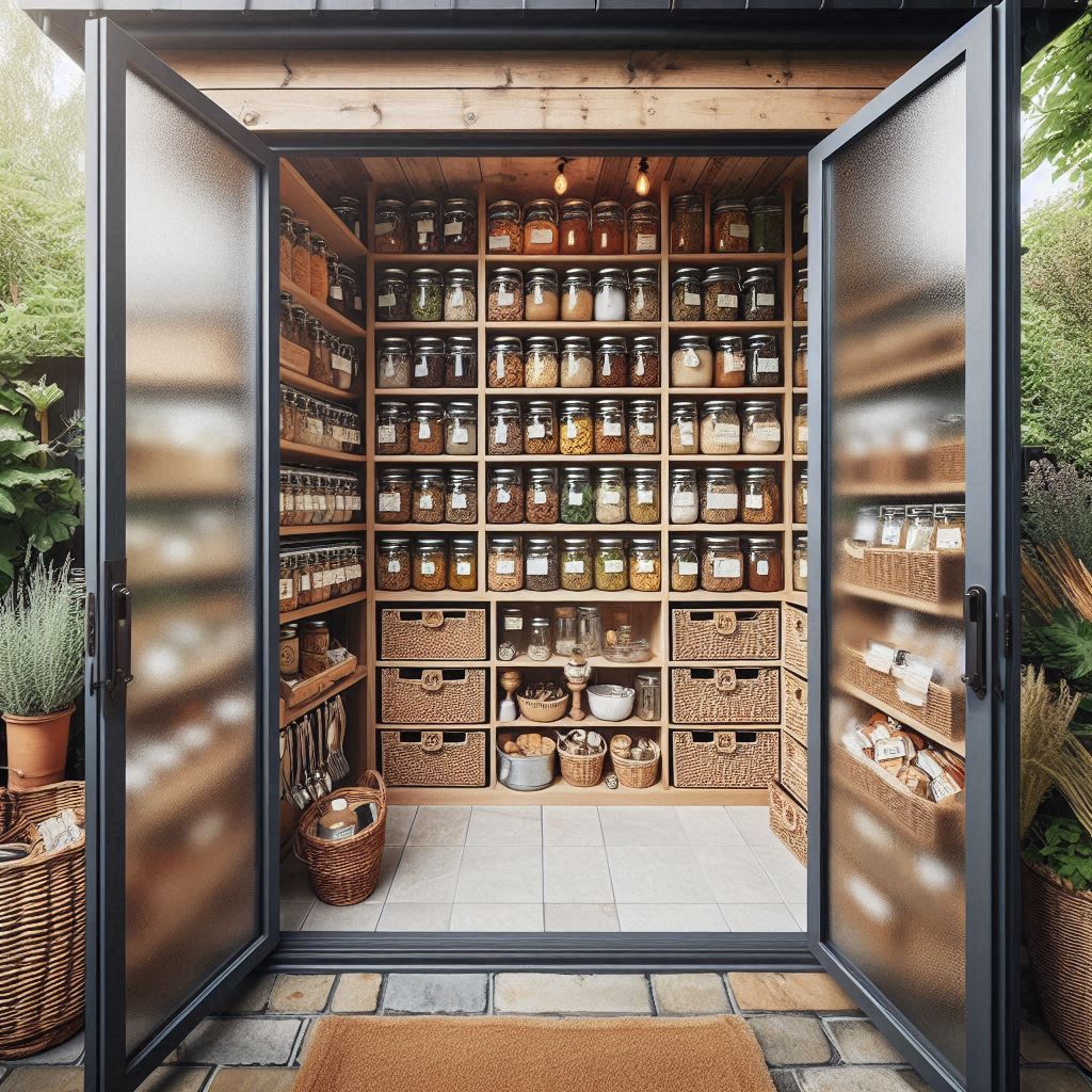 Outdoor Pantry Cabinets with Glass Doors