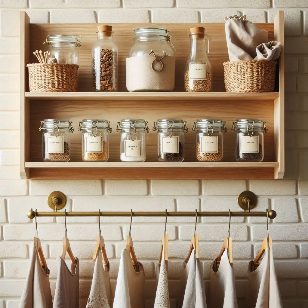 Floating Shelf and Hanging Rod Combo