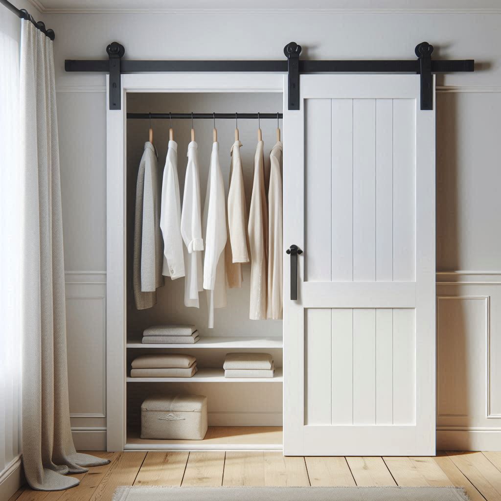 Sliding Barn Door with Built-in Rod