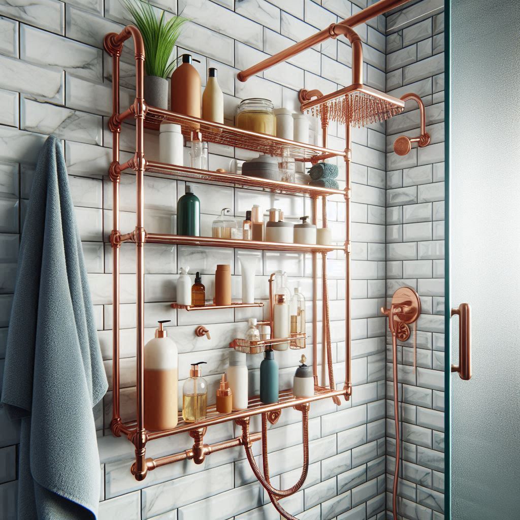 Shower Rack from Copper Pipes