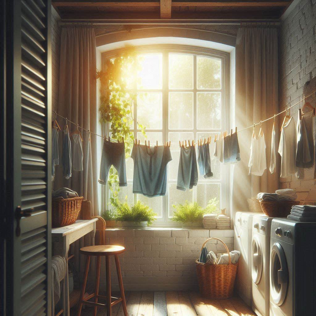 Rod Across Window for Sun-Drying