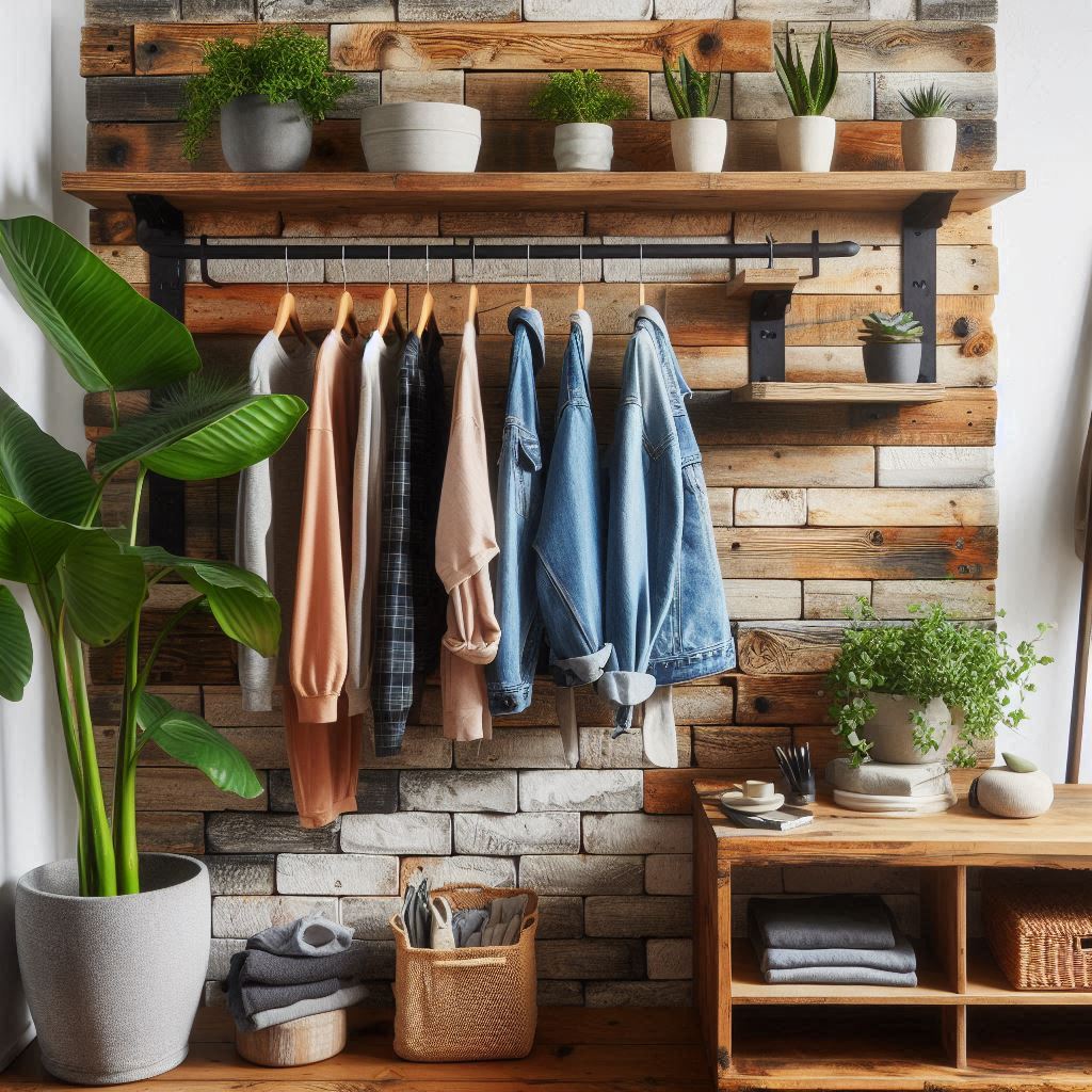 Rustic Open Shelves + Hanging Rod