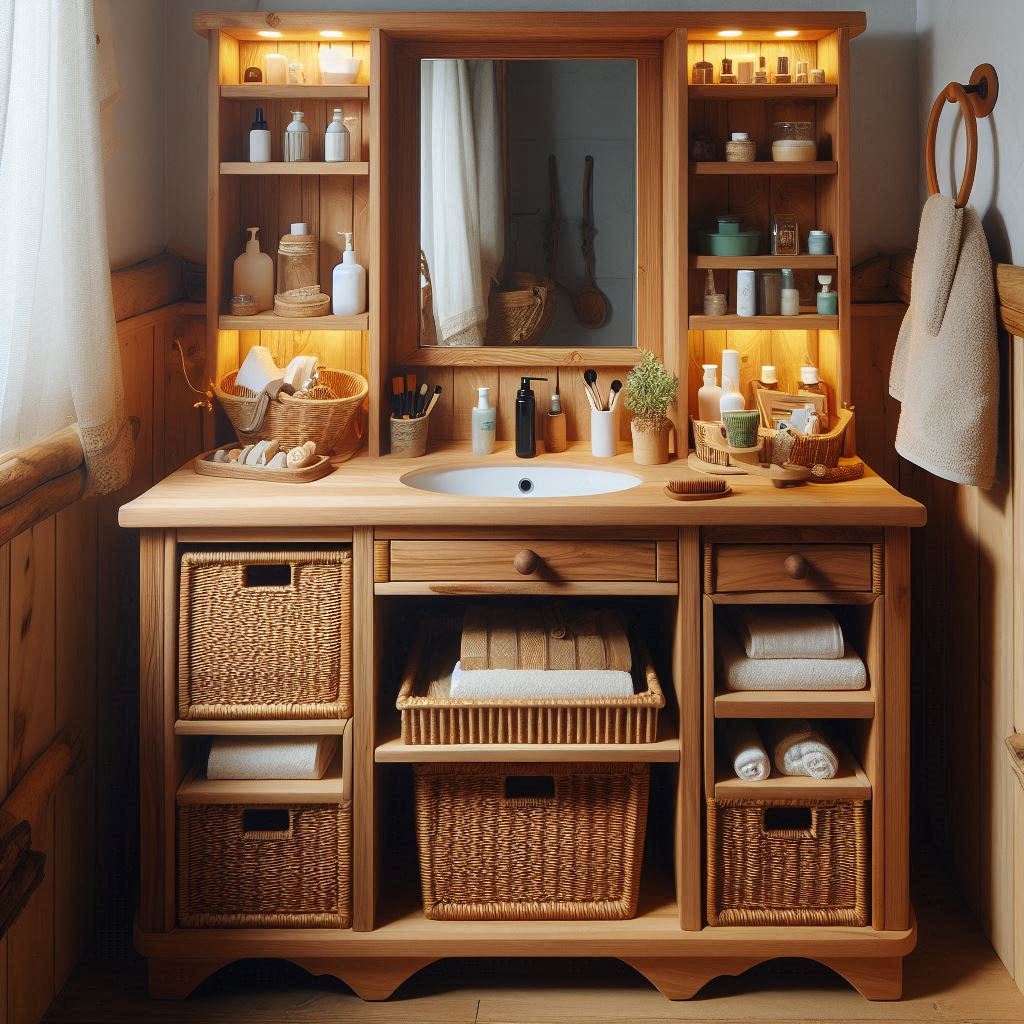 DIY Vanity with Built-In Shelving