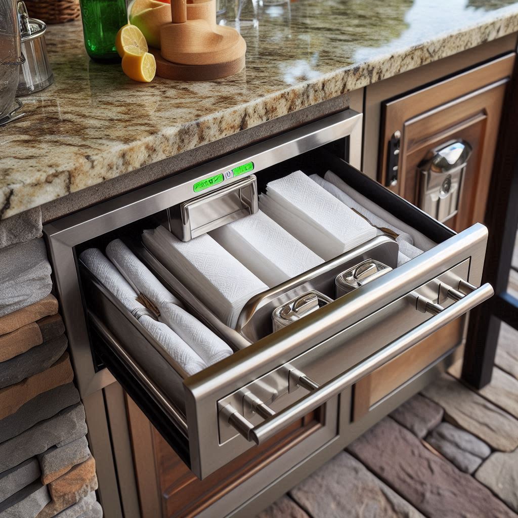 Built-In Towel and Napkin Storage