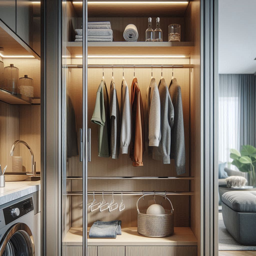 Cabinet-Supported Hanging Rod Above Sink