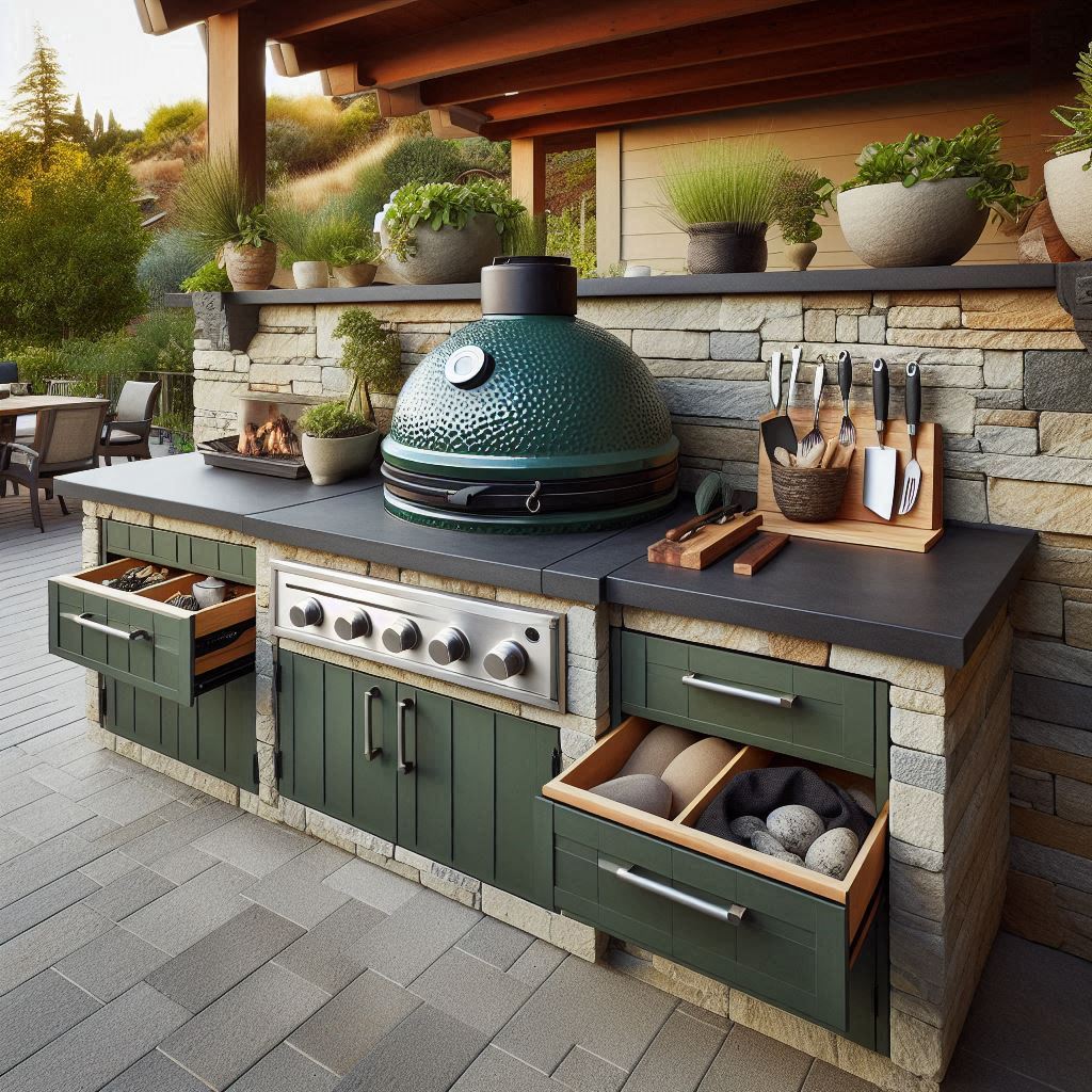 Custom Drawers for Big Green Egg Kitchens
