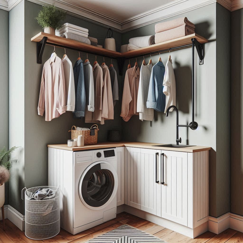Corner Cabinets with Corner Rod Extension