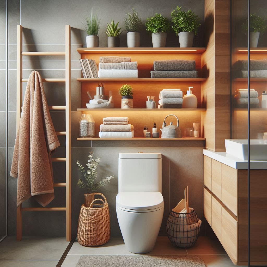 Over-the-Toilet Ladder Shelf