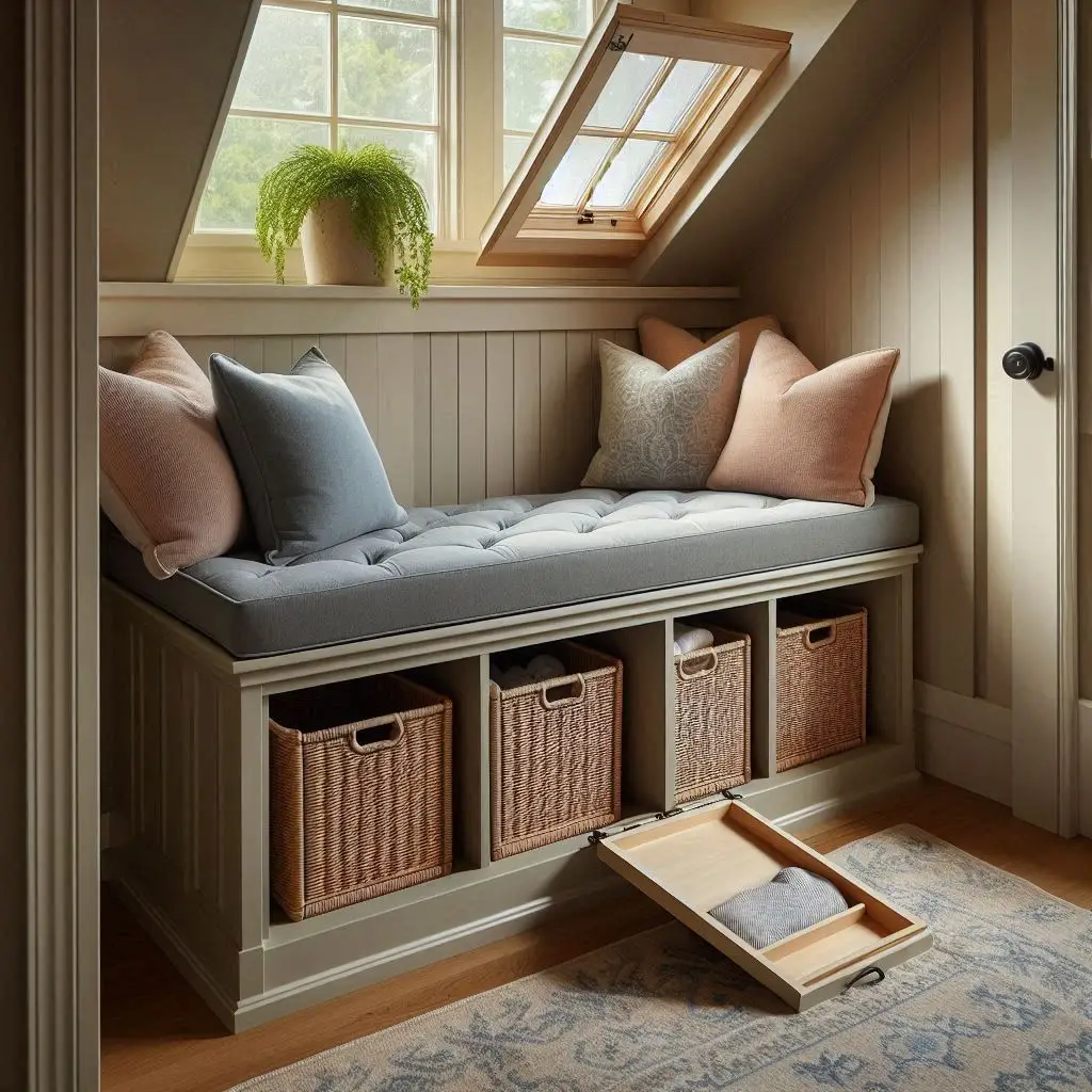 Built-In Hamper Bench Under Window