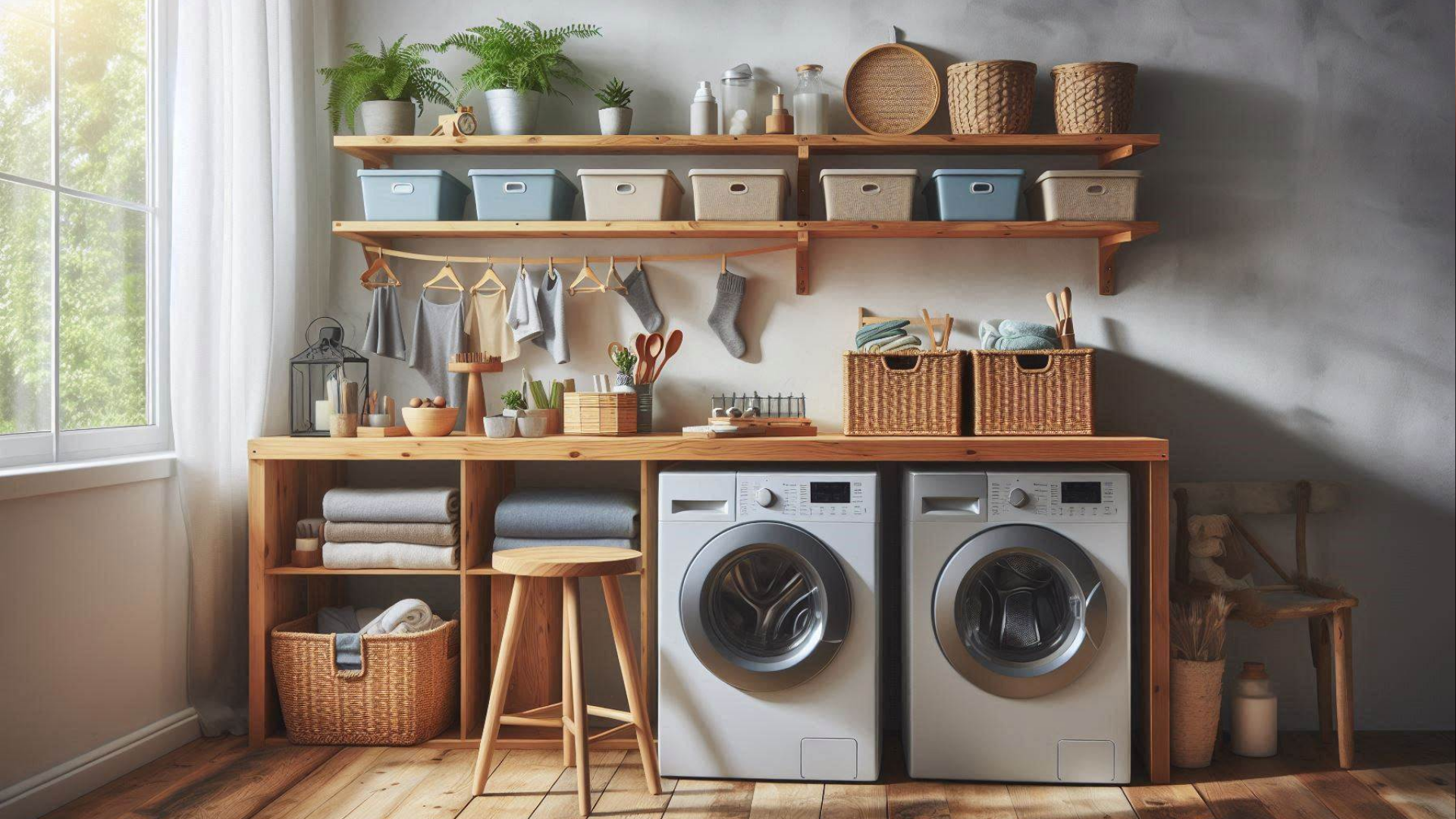 Small Laundry Room Ideas with Shelves