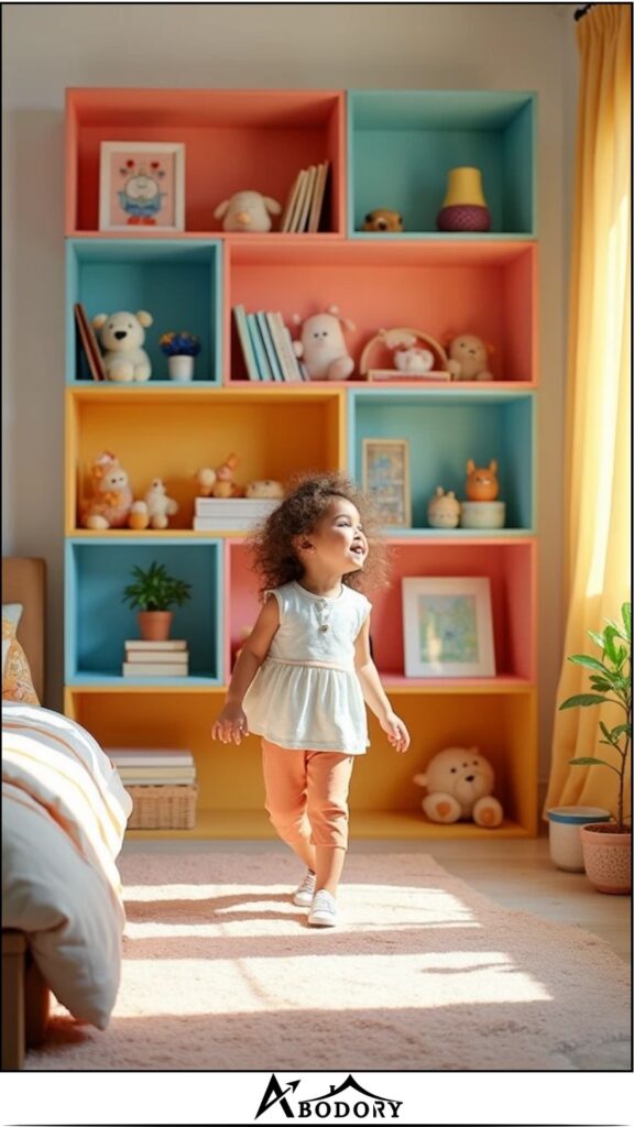 Colorful modular shelves for easy organization