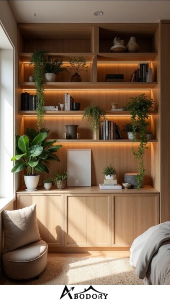 Combining display shelves with closed cabinets (1)