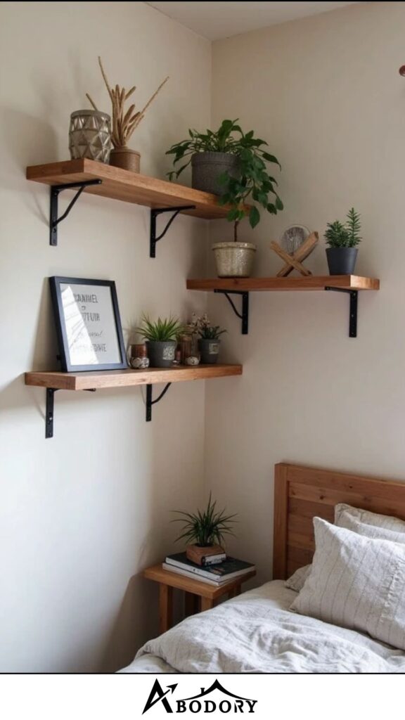 DIY corner floating shelves with brackets