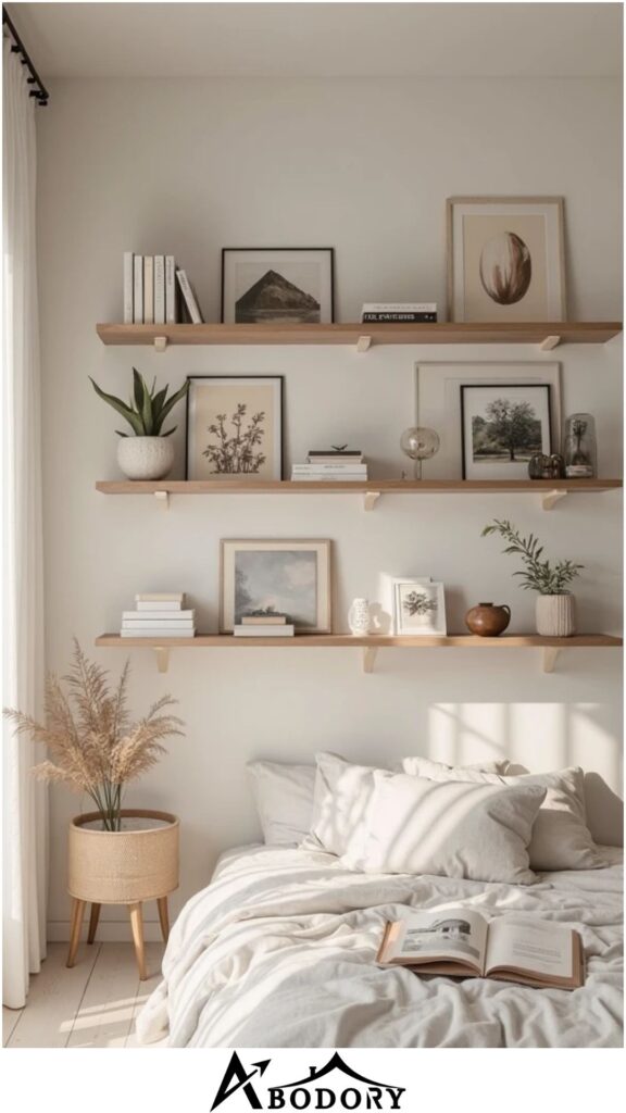Floating Shelves with Art Prints