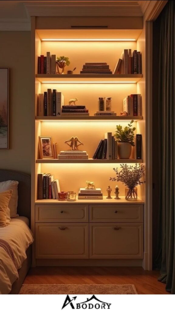 Lighting options to highlight bookshelf decor