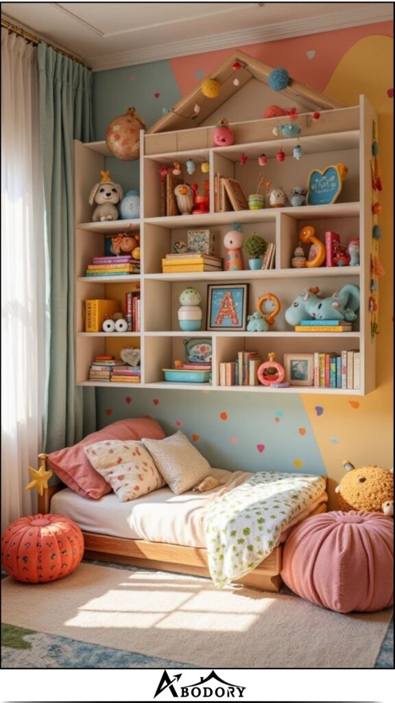 Low open shelves for easy access to books