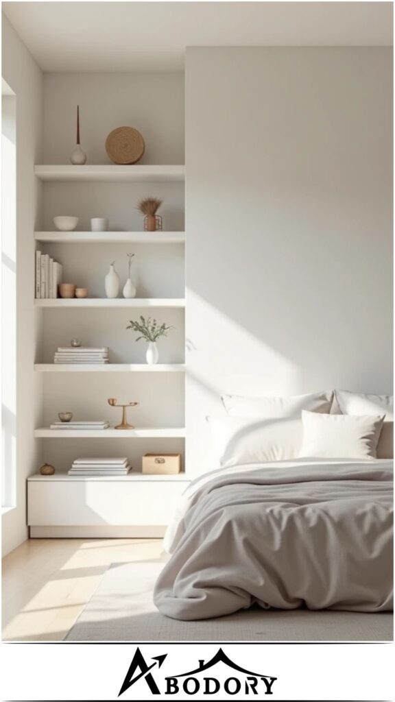 Narrow wall-mounted shelves for a clean look