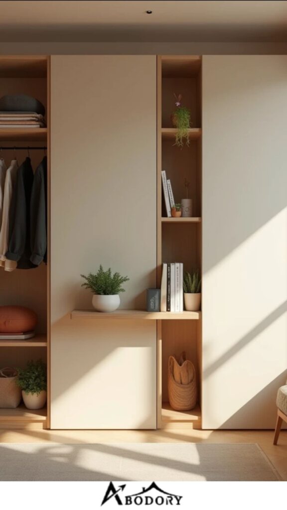 Wardrobe door-mounted mini floating shelf rack